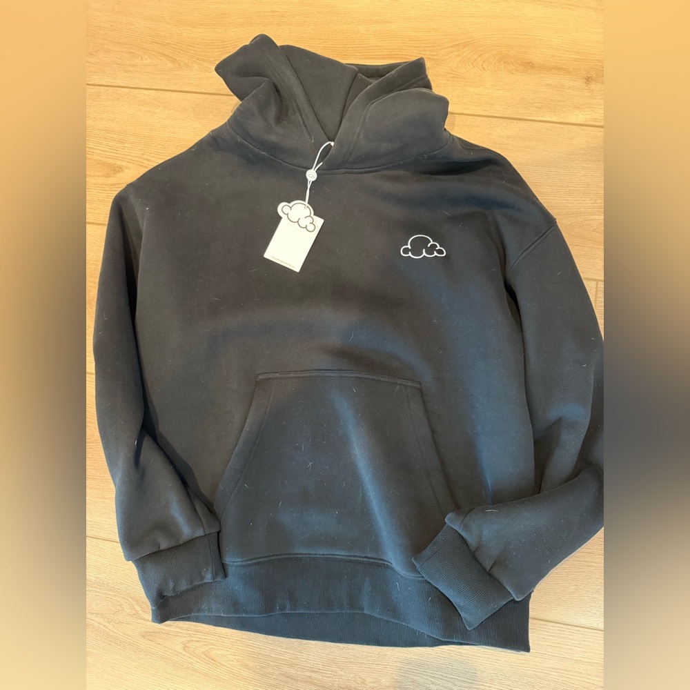 Cloud Embroidered Black Hoodie